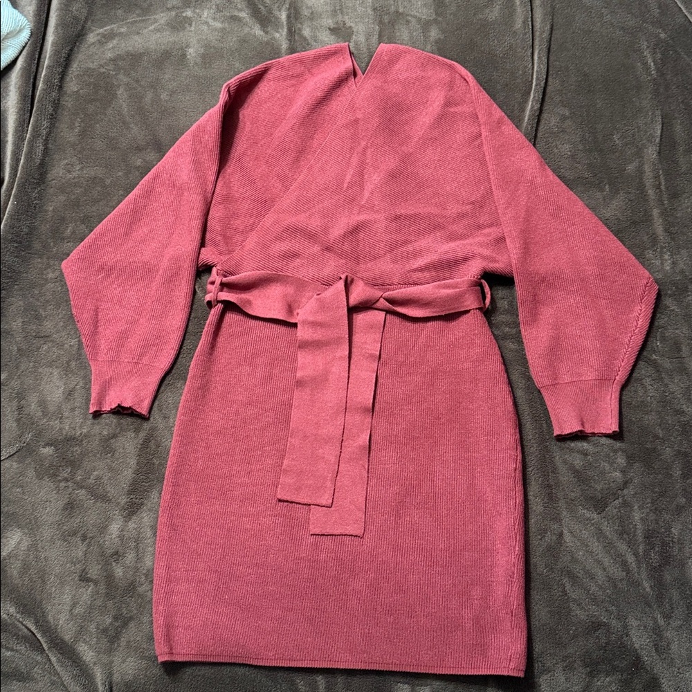 HALARA Burgundy Knit Fabric Dress